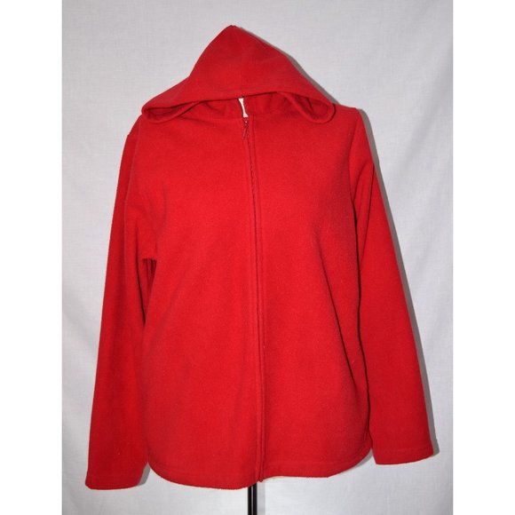 Denim&Co Jackets & Blazers - D & Co Red Fleece Zip Hoodie size Medium